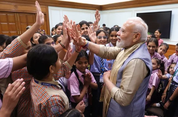 Schoolgirls Tie Rakhis On PM Modi, Share Warm Moments On Raksha Bandhan