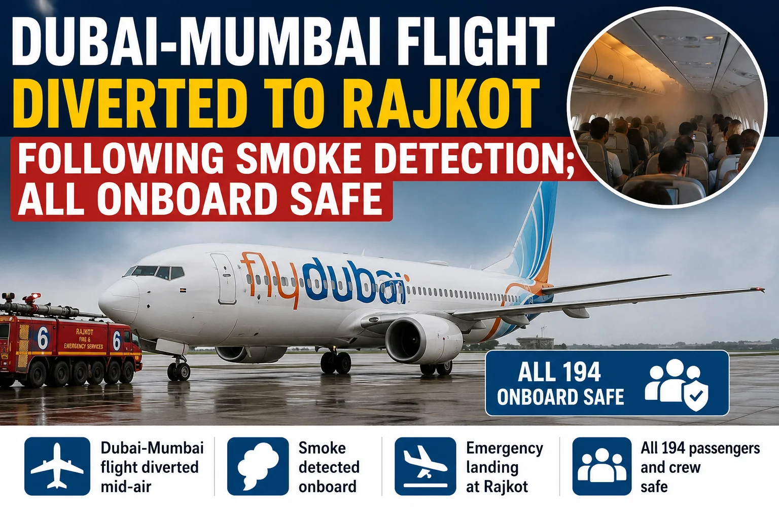 Dubai-Mumbai Flight Diverted to Rajkot Following Smoke Detection; All Onboard Safe