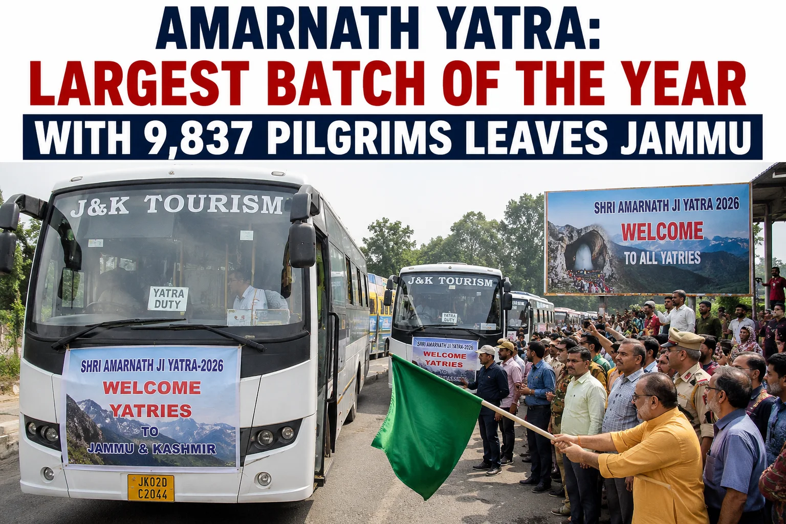 Amarnath Yatra: Largest Batch of the Year With 9,837 Pilgrims Leaves Jammu