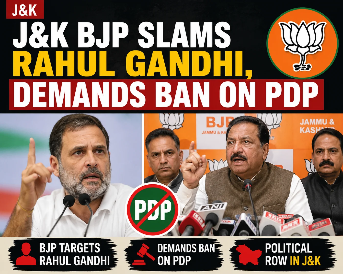 J&K BJP Slams Rahul Gandhi, Demands Ban on PDP