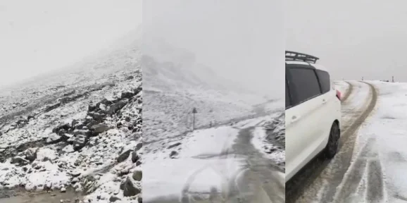Fresh Summer Snowfall Blankets Wari La Pass in Ladakh