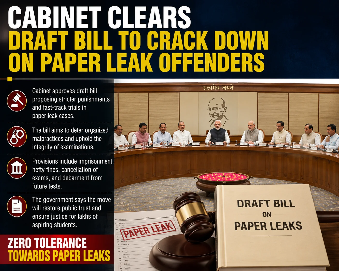 Cabinet Clears Draft Bill to Crack Down on Paper Leak Offenders