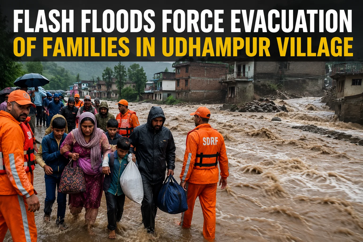 Flash Floods Force Evacuation of Families in Udhampur Village